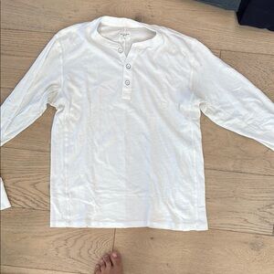 rag & bone White Long Sleeve Henley Shirt